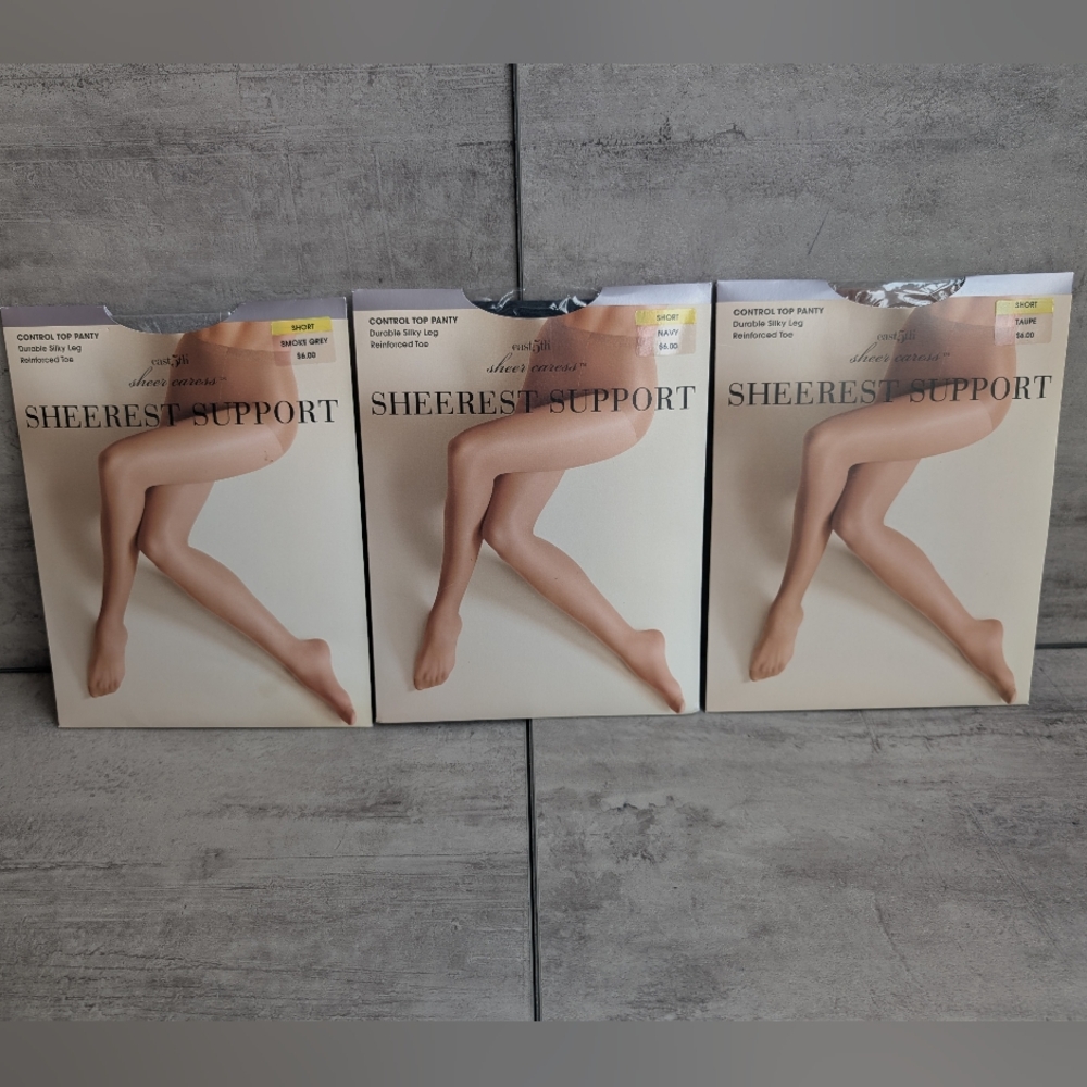 Vintage Sheer Caress Sheerest Support Control Top Pantihose Tights Short